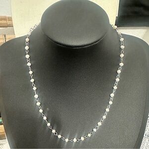 AEO Freshwater Pearl Station Necklace NWT – Silver Tone – 16–19”